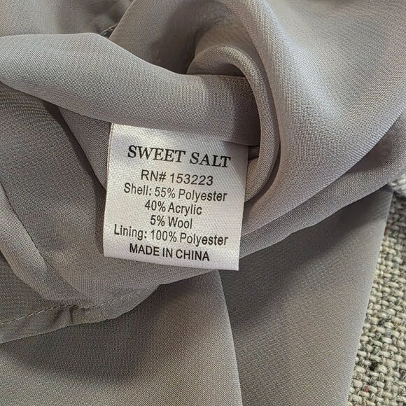 Sweet Salt Taupe Wool Blend A line Skirt Tweed Fringe Hem Preppy Acadamia Small - Picture 7 of 9